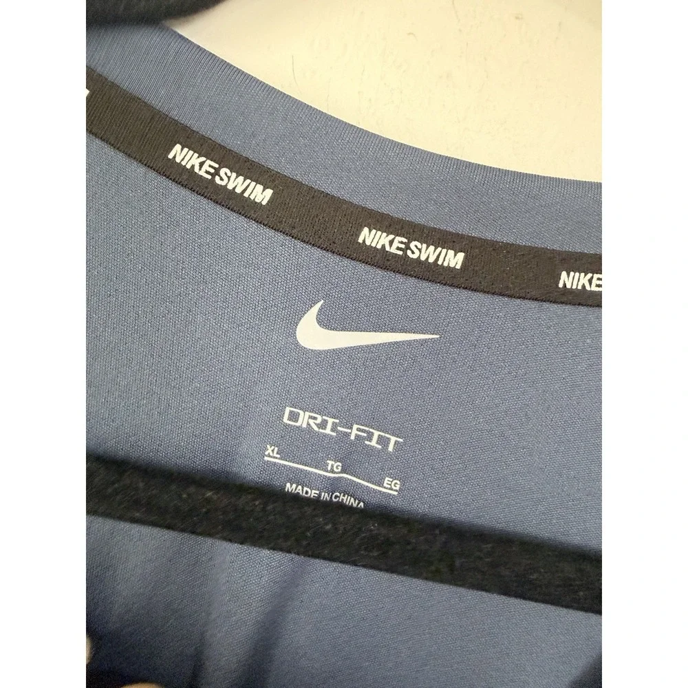Nike Swim Dri-FIT UPF 40+ Swim Shirt Men's XL Blue Rash Guard Short Sleeve